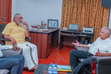 President Ranil Wickremesinghe engaged in discussions with Member of Parliament and Former Chief Minister, C.V. Wigneswaran at his private residence in Jaffna yesterday.

It was reported that the meeting centered on the ongoing development initiatives in the North and the strategies being implemented to address the concerns of the people in the area.



